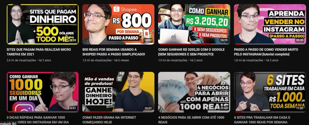 Print de um vídeo perfeitamente otimizado no YouTube, destacando o título, a descrição com capítulos, as tags e a thumbnail.